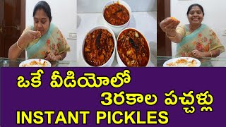 నిమిషాల్లో రెడీ అయ్యే 3 రకాల నిల్వ పచ్చళ్లు| Instant Pickles | @TTH -The Telugu Housewife