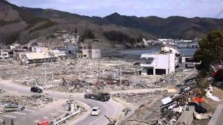 東日本大震災 ⑤　女川町立病院から　女川駅側を望む