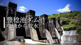 豊稔池ダム 中樋からの放水（2020年8月）