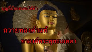 บุญที่หาทำได้ยาก ถวายทองคำแท้ ทาองค์พระพุทธเมตตา สถานที่ตรัสรู้#พุทธคยา #ประเทศอินเดีย