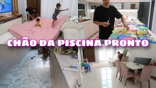 A PRIMEIRA VEZ QUE FIZEMOS PRA ELES NA CASA NOVA 😭😍 CHÃO DA PISCINA FINALIZADO | REFORMA PRONTA