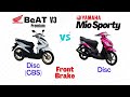 honda beat v3 premium vs yamaha mio sporty side by side comparison specs u0026 price 2025