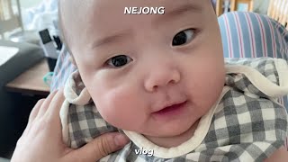 [코믹육아]모유수유 126일째(ft.냉동모유,변비엔 배마사지,뿌링클먹방,생후4개월).vlog