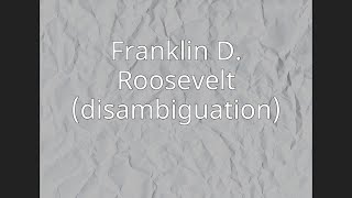 Franklin D. Roosevelt (disambiguation)