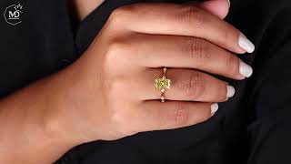 1.80 CT Radiant Cut Canary Yellow Moissanite Engagement Ring, Distance Pave Ring