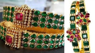 35 Best Emerald Gold Bangles Designs||Designer Gold Emerald Bangles 2022|Latest Emerald Gold Bangles