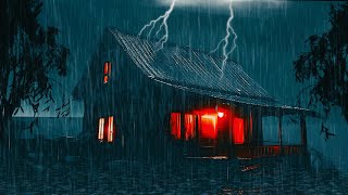 Night Storm Rain at Bustling Restaurant - Heavy Rain & Strong Winds with Thunder Sounds for Sleeping