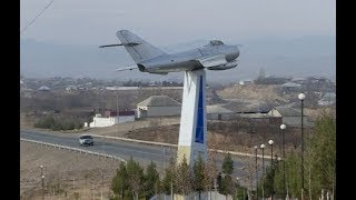 Magnificent memorial aircraft at entrance to Gazakh district