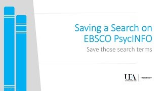 Saving a Search on EBSCO PsycINFO
