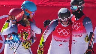 Mikaela Shiffrin, U.S. just miss podium in mixed team event | Winter Olympics 2022 | NBC Sports