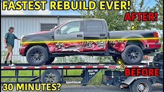 We Rebuilt A Wrecked 2022 Ford F-250 In 30 MINUTES!!!