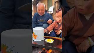 Chinese hamburger Roujiamo cooking outdoor with grandpa #relaxingvideo #chinesefood