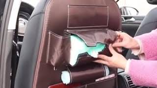 Car seat back pocket ที่แขวนหลังเบาะ จัดระเบียบหนัง PU