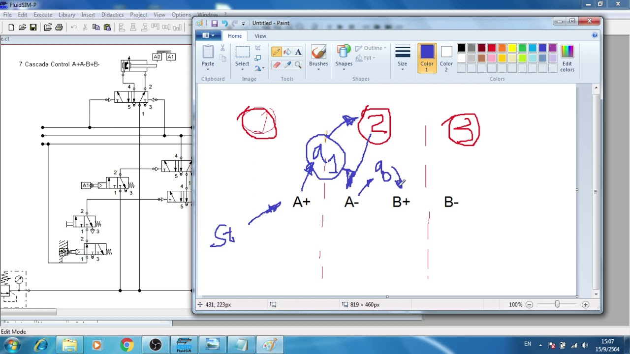 วงจรนิวแมติกส์ Cascade Control A+A-B+B- ตอนที่ 1 - YouTube