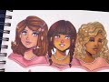 drawing in my sketchbook 🌸 unboxing Arrtx OROS 48 Skin Tone Colours Alcohol Markers set