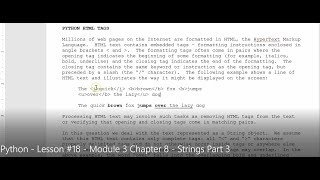 Python - Lesson #18 - Module 3 Chapter 8 - Strings Part 3