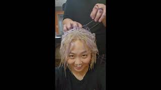 제이숲 오로라 보색샴푸의 위력 Blond hair to gray purple color#제이숲#보색샴푸#보색#purplehaircolor #blonde #배재대