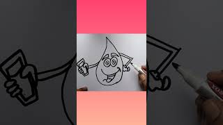 Easy cartoon water drop drawing| How to draw a cartoon water drop| Water drop drawing
