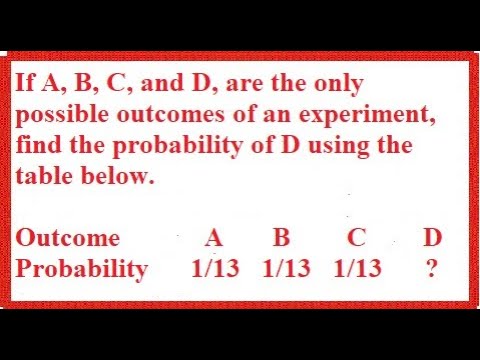 If A, B, C, And D, Are The Only Possible Outcomes Of An Experiment ...