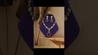 Moissanite polki Necklace Set with Cubic zirconia diamond setted With mehndi polish #viralvideo #gk