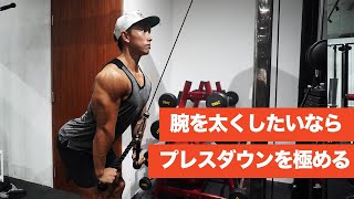 【腕を太くする方法】トライセプスプレスダウンのフォーム・ロープを使った正しいやり方・注意点をご紹介！