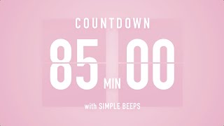85 Minute Countdown Timer 🌸 Flip Clock with Simple Beeps 🔔