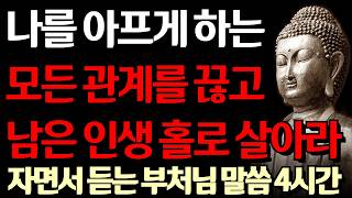 날 괴롭게 하는 모든 관계를 끊어내고 새롭게 시작하라 I 노후에 홀로 행복하게 사는 사람들의 특징 I 고독과 행복 I 자면서 듣는 부처님 말씀 4시간 l 지혜 I 오디오북 I 철학