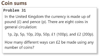 Project Euler: Problem 31 (C/C++)