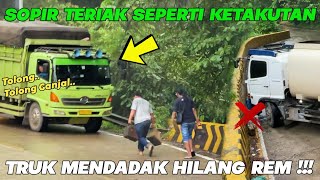 Mendadak Hilang Rem Sopir Teriak Ke Pkjr, Truk Cpo Kesulitan Berbelok Mepet Ke Beton Pembatas Jalan