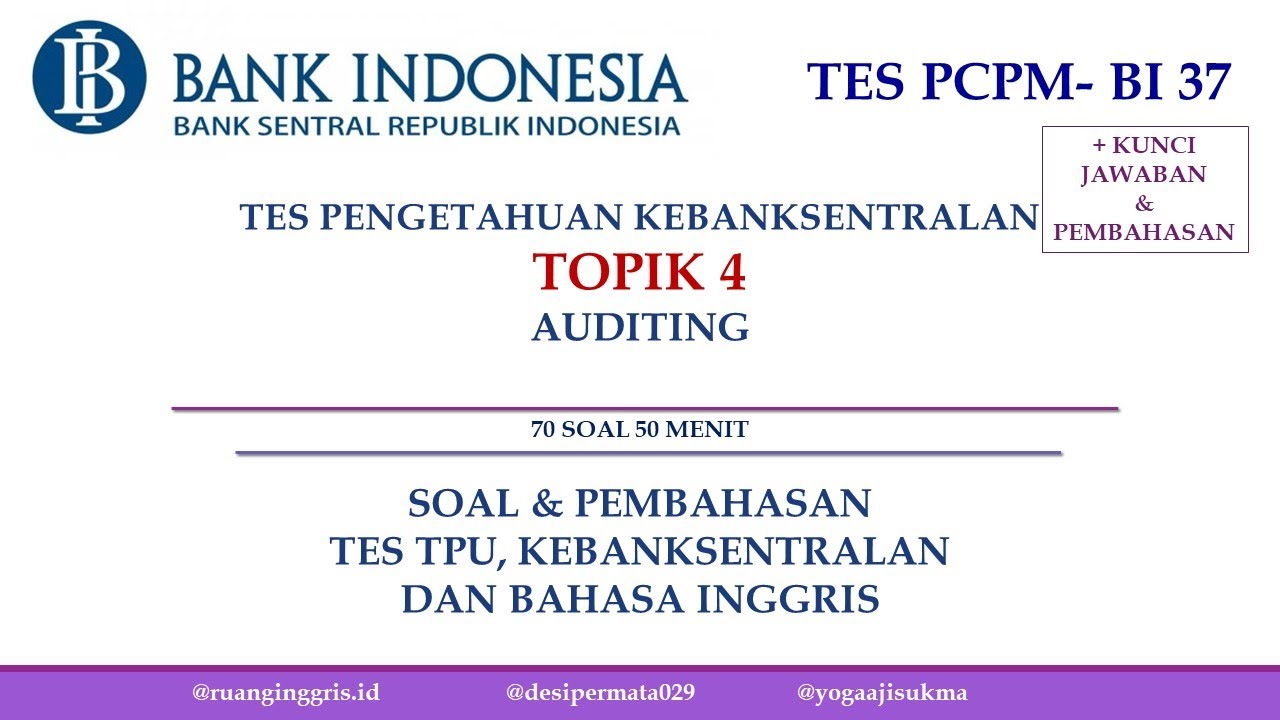 SOAL PCPM Bank Indonesia | SOAL TPU, KEBANKSENTRALAN, DAN BAHASA ...