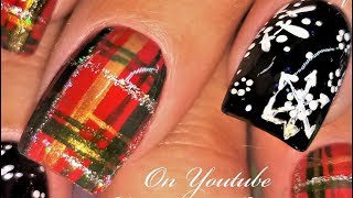 Winter Plaid Nails | Snowflakes Nail Art Design! Xmas Nails