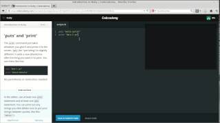 Codecademy Introduction to Ruby 5/16: 'puts' and 'prints'