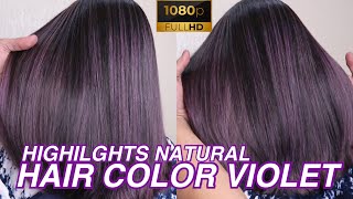 Highilghts natural hair color violet | hair dye for dark hair ‼️