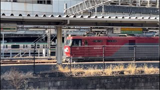 【ジョイント音最高！】JR貨物EH500形37号機＋コキ15B（両）が大宮駅10番線を通過するシーン（2071レ・仙貨A105・コンテナ輸送）2025.1.14