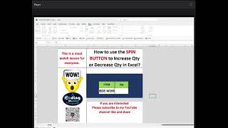 How to use the SPIN BUTTON to Increase Qty or Decrease Qty in Excel?