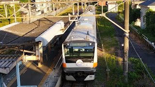 [ジョイント音]E233系 P518編成(春のアドベンチャーラインHM) 青梅線各駅停車奥多摩行ワンマン列車が二俣尾駅1番線を発車するシーン