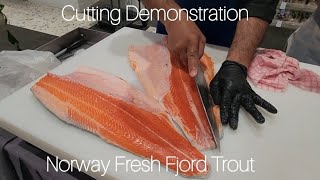 3-4kg Norway Fresh Fjord Trout Cutting Demonstration At Aeon Station 18.Price RM190/fish