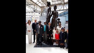 Prince William and Kate middleton unveil the National windrush Monument.