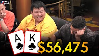 $53,475 Pot Won With FLUSH Draw at HIGH STAKES Cash Game