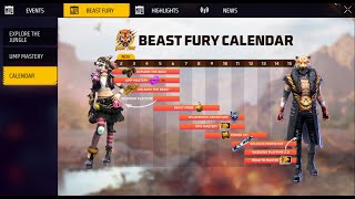 BEAST FURY  EVENT CALENDAR  FULL DETAILS FREE FIRE | FREE FIRE NEW EVENT TODAY