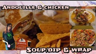 Aidells Cajun Andouille Sausage Wrap \u0026 Soup with Chicken \u0026 Simple Truth Organic Cream of Chicken