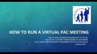 How to Run a Virtual PAC Meeting