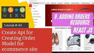 React js Tutorial # 44| Create Api |Creating Order Model ecommerce site