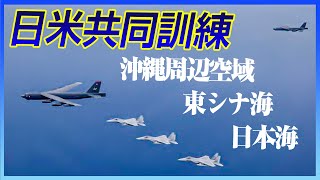 【防衛省】日米同盟の訓練。空自からは、F15、F2、米空軍からは、B52が参加