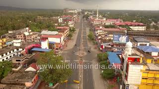 Kasaragod highway empty after stringent Corona Lockdown measures - Deserted Highway in aerial view