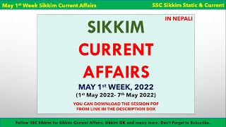 Sikkim Current Affairs | May 1st Week | 2022