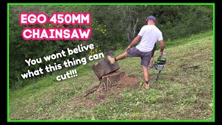 EGO 56V 450mm Chainsaw Review - YOU WONT BELIEVE WHAT THIS THING CAN CUT THROUGH!!!