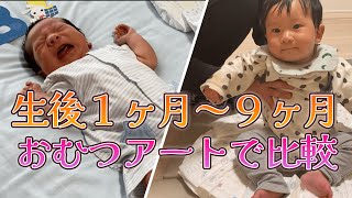 生後１ヶ月～９ヶ月！おむつアートで比較★