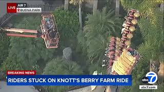 Multiple riders stuck for over two hours on ride at Knott's Berry Farm; rescue underway