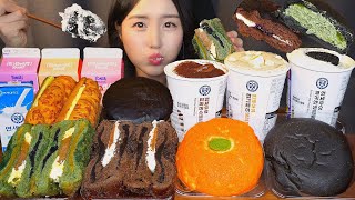 KOREAN CONVENIENCE STORE DESSERT🥖 CREAM BREAD OREO CAKE \u0026 CHOCOLATE CRUMBLE PIE ASMR MUKBANG